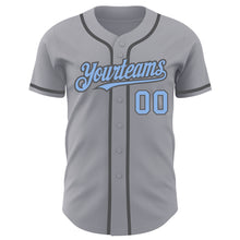 Загрузить изображение в средство просмотра галереи, Custom Gray Light Blue-Steel Gray Authentic Baseball Jersey