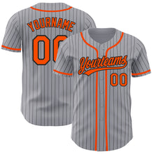 Загрузить изображение в средство просмотра галереи, Custom Gray Black Pinstripe Orange Authentic Baseball Jersey