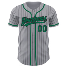 Загрузить изображение в средство просмотра галереи, Custom Gray Black Pinstripe Kelly Green Authentic Baseball Jersey