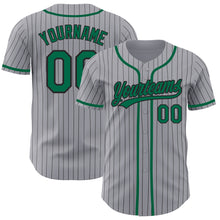 Загрузить изображение в средство просмотра галереи, Custom Gray Black Pinstripe Kelly Green Authentic Baseball Jersey