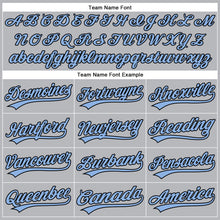 Загрузить изображение в средство просмотра галереи, Custom Gray Black Pinstripe Light Blue Authentic Baseball Jersey