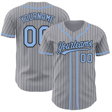 Загрузить изображение в средство просмотра галереи, Custom Gray Black Pinstripe Light Blue Authentic Baseball Jersey