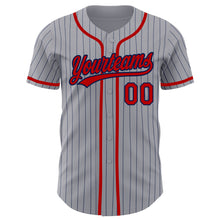 Charger l'image dans la galerie, Custom Gray Navy Pinstripe Red Authentic Baseball Jersey