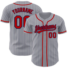 Charger l'image dans la galerie, Custom Gray Navy Pinstripe Red Authentic Baseball Jersey