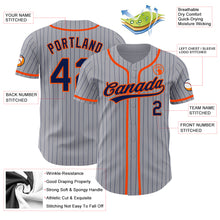 Charger l'image dans la galerie, Custom Gray Navy Pinstripe Orange Authentic Baseball Jersey