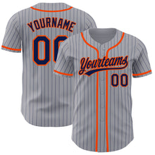 Charger l'image dans la galerie, Custom Gray Navy Pinstripe Orange Authentic Baseball Jersey