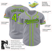 Загрузить изображение в средство просмотра галереи, Custom Gray Navy Pinstripe Neon Green Authentic Baseball Jersey