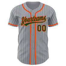 Загрузить изображение в средство просмотра галереи, Custom Gray Green Pinstripe Orange Authentic Baseball Jersey