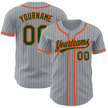 Загрузить изображение в средство просмотра галереи, Custom Gray Green Pinstripe Orange Authentic Baseball Jersey