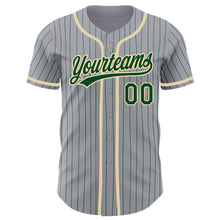 Загрузить изображение в средство просмотра галереи, Custom Gray Green Pinstripe City Cream Authentic Baseball Jersey