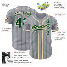 Загрузить изображение в средство просмотра галереи, Custom Gray Green Pinstripe City Cream Authentic Baseball Jersey