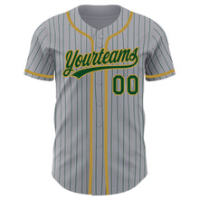 Загрузить изображение в средство просмотра галереи, Custom Gray Green Pinstripe Old Gold Authentic Baseball Jersey