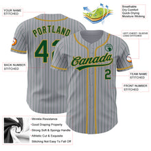 Загрузить изображение в средство просмотра галереи, Custom Gray Green Pinstripe Old Gold Authentic Baseball Jersey