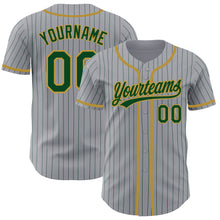 Загрузить изображение в средство просмотра галереи, Custom Gray Green Pinstripe Old Gold Authentic Baseball Jersey