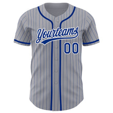 Загрузить изображение в средство просмотра галереи, Custom Gray Royal Pinstripe White Authentic Baseball Jersey