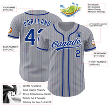 Load image into Gallery viewer, Custom Gray Royal Pinstripe White Authentic Baseball Jersey
