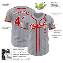 Загрузить изображение в средство просмотра галереи, Custom Gray White Pinstripe Red Authentic Baseball Jersey