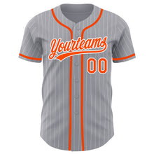 Загрузить изображение в средство просмотра галереи, Custom Gray White Pinstripe Orange Authentic Baseball Jersey