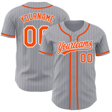 Загрузить изображение в средство просмотра галереи, Custom Gray White Pinstripe Orange Authentic Baseball Jersey