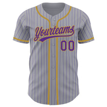 Загрузить изображение в средство просмотра галереи, Custom Gray Purple Pinstripe Old Gold Authentic Baseball Jersey