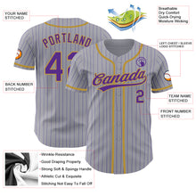 Загрузить изображение в средство просмотра галереи, Custom Gray Purple Pinstripe Old Gold Authentic Baseball Jersey