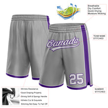 Load image into Gallery viewer, Custom Gray White-Purple Authentic Basketball Shorts
