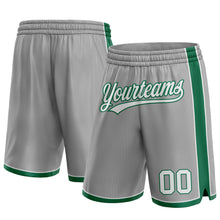 Laden Sie das Bild in den Galerie-Viewer, Custom Gray White-Kelly Green Authentic Basketball Shorts