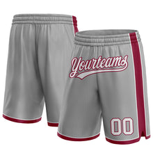 Load image into Gallery viewer, Custom Gray White-Maroon Authentic Basketball Shorts