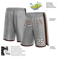 Загрузить изображение в средство просмотра галереи, Custom Gray White-Brown Authentic Basketball Shorts