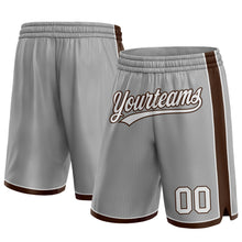 Загрузить изображение в средство просмотра галереи, Custom Gray White-Brown Authentic Basketball Shorts