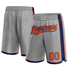 Load image into Gallery viewer, Custom Gray Orange-Navy Authentic Basketball Shorts
