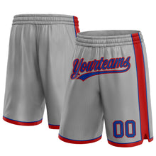 Load image into Gallery viewer, Custom Gray Royal-Red Authentic Basketball Shorts