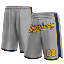 Laden Sie das Bild in den Galerie-Viewer, Custom Gray Gold-Navy Authentic Basketball Shorts