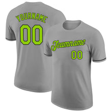 Load image into Gallery viewer, Custom Gray Neon Green-Black Performance T-Shirt