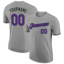 Load image into Gallery viewer, Custom Gray Purple-Black Performance T-Shirt