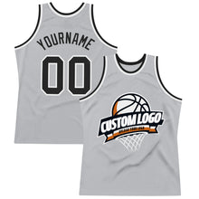 Загрузить изображение в средство просмотра галереи, Custom Gray Black-White Authentic Throwback Basketball Jersey