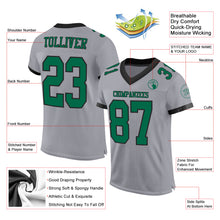 Charger l'image dans la galerie, Custom Gray Kelly Green-Black Mesh Authentic Football Jersey
