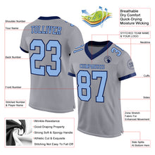Charger l'image dans la galerie, Custom Gray Light Blue-Navy Mesh Authentic Football Jersey