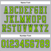 Laden Sie das Bild in den Galerie-Viewer, Custom Gray Neon Green-Navy Mesh Authentic Football Jersey
