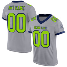 Laden Sie das Bild in den Galerie-Viewer, Custom Gray Neon Green-Navy Mesh Authentic Football Jersey