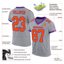 Load image into Gallery viewer, Custom Gray Orange-Purple Mesh Authentic Football Jersey