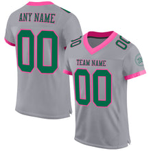 Laden Sie das Bild in den Galerie-Viewer, Custom Gray Kelly Green-Pink Mesh Authentic Football Jersey