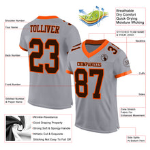 Load image into Gallery viewer, Custom Gray Brown-Orange Mesh Authentic Football Jersey
