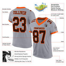 Laden Sie das Bild in den Galerie-Viewer, Custom Gray Brown-Orange Mesh Authentic Football Jersey