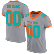 Charger l'image dans la galerie, Custom Gray Aqua-Orange Mesh Authentic Football Jersey