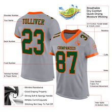 Laden Sie das Bild in den Galerie-Viewer, Custom Gray Green-Orange Mesh Authentic Football Jersey