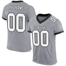 Load image into Gallery viewer, Custom Gray White-Black Mesh Authentic Football Jersey
