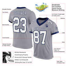 Charger l'image dans la galerie, Custom Gray White-Navy Mesh Authentic Football Jersey