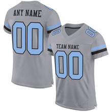 Laden Sie das Bild in den Galerie-Viewer, Custom Gray Light Blue-Black Mesh Authentic Football Jersey