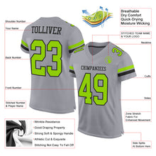 Charger l'image dans la galerie, Custom Gray Neon Green-Black Mesh Authentic Football Jersey